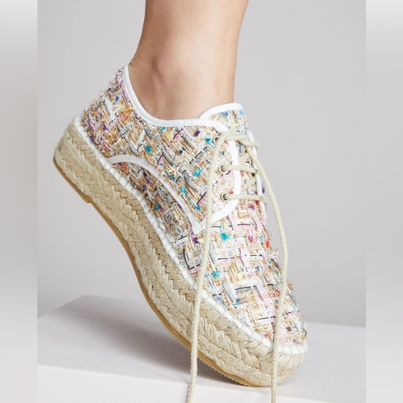 Anthropologie tweed lace-up espadrille sneakers - Picture 2 of 16